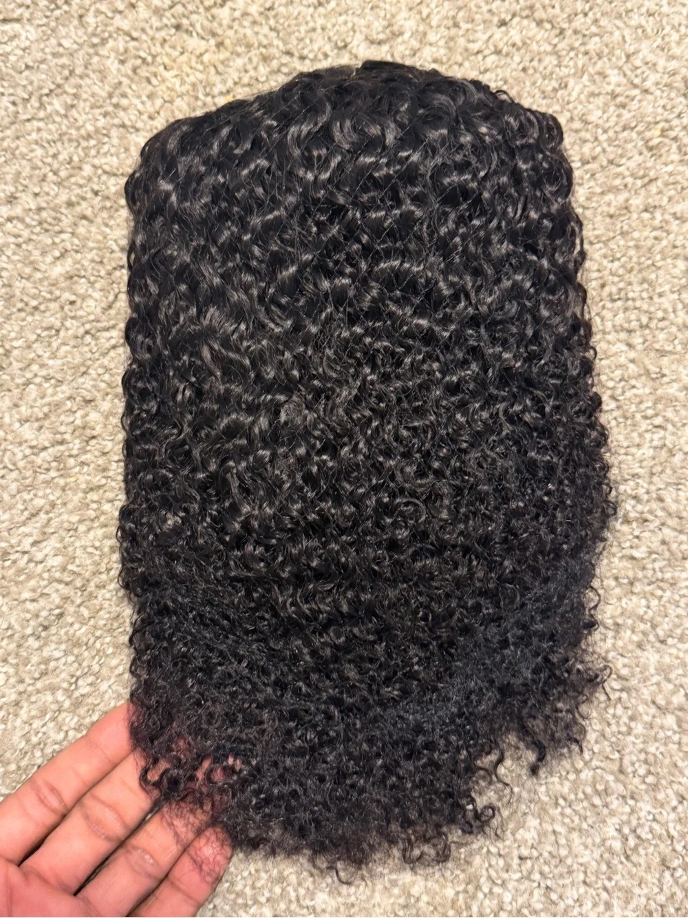 16-Inch Curly Human Hair Wig - Black
